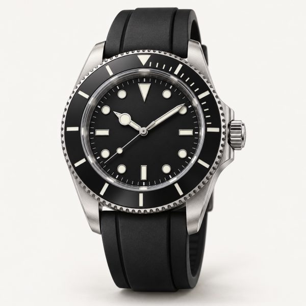 Nocturne Diver, Black dial, Rubber strap